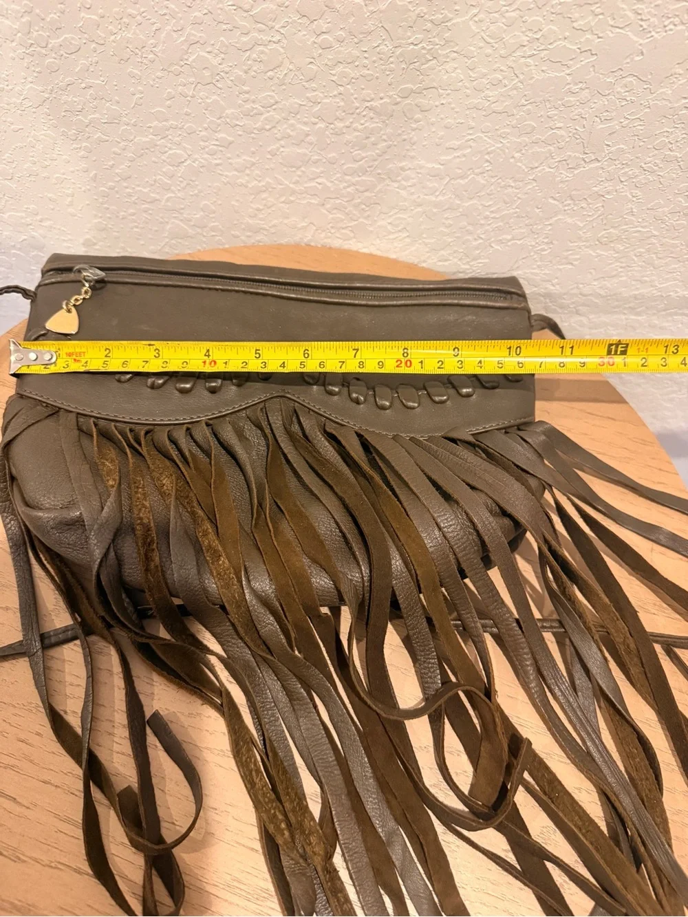 Boris Brown Fringe Crossbody Bag with Braided Accent‎